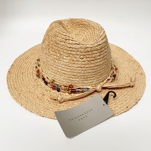 Zara Straw Fedora with Beaded Ribbon
